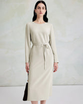 Robe midi en soie 30 momme manches longues